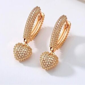 Rose Gold Plated Heart Drop Earrings